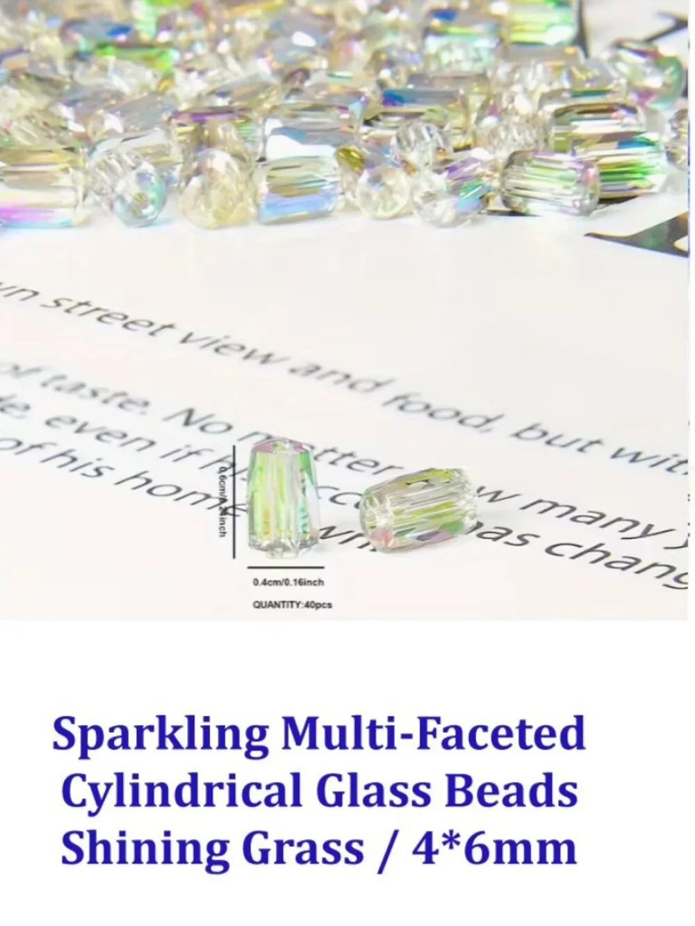 Sparkling Multi-Faceted  Cylindrical Glass Shining Green Col / 4*6mm 40 Beads